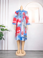 Women's African Print Button-Front Party Dress - Free Delivery Worldwide only at Flexi Africa