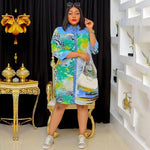Women's African Print Button-Front Party Dress - Free Delivery Worldwide only at Flexi Africa