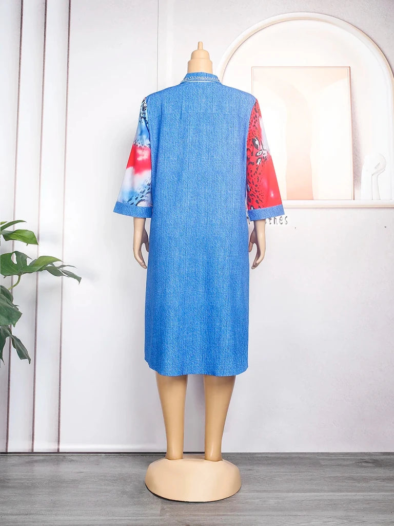 Women's African Print Button-Front Party Dress - Free Delivery Worldwide only at Flexi Africa