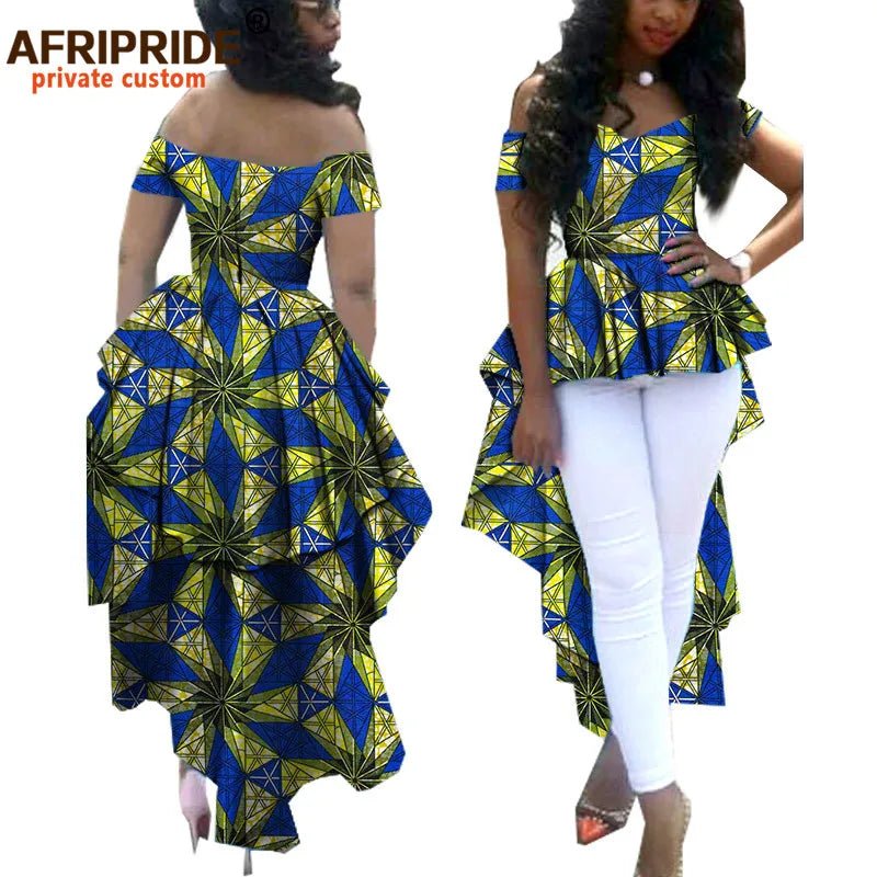 Women's African Print Dashiki Maxi Dress – Ankara Off - Shoulder V - Neck Plus Size Gown - Free Delivery Worldwide only at Flexi Africa