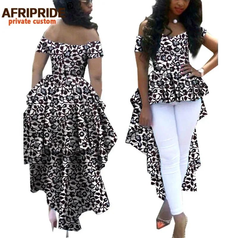 Women's African Print Dashiki Maxi Dress – Ankara Off - Shoulder V - Neck Plus Size Gown - Free Delivery Worldwide only at Flexi Africa