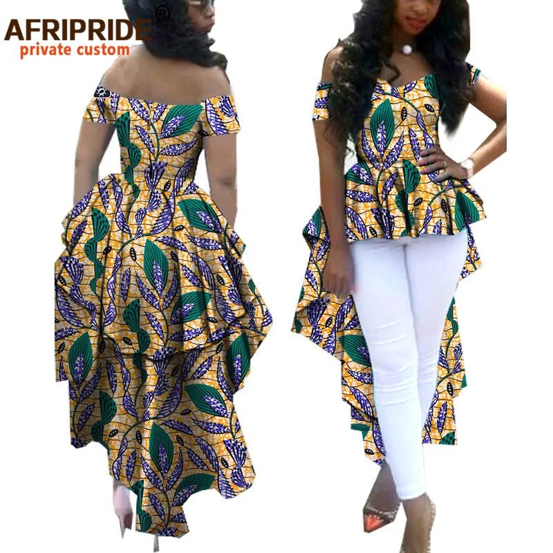 Women's African Print Dashiki Maxi Dress – Ankara Off - Shoulder V - Neck Plus Size Gown - Free Delivery Worldwide only at Flexi Africa