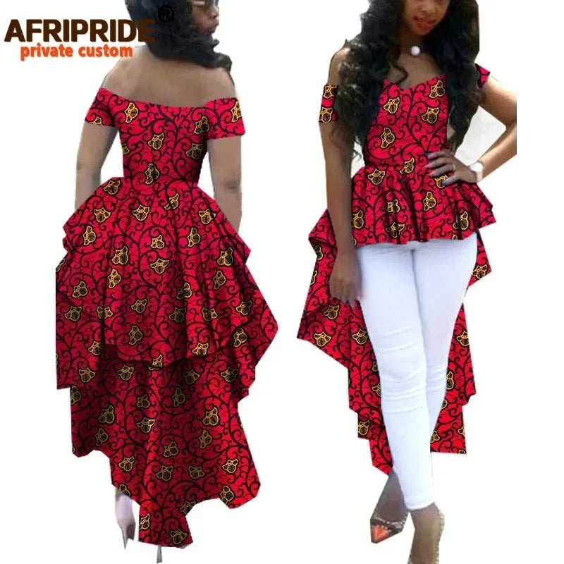 Women's African Print Dashiki Maxi Dress – Ankara Off - Shoulder V - Neck Plus Size Gown - Free Delivery Worldwide only at Flexi Africa