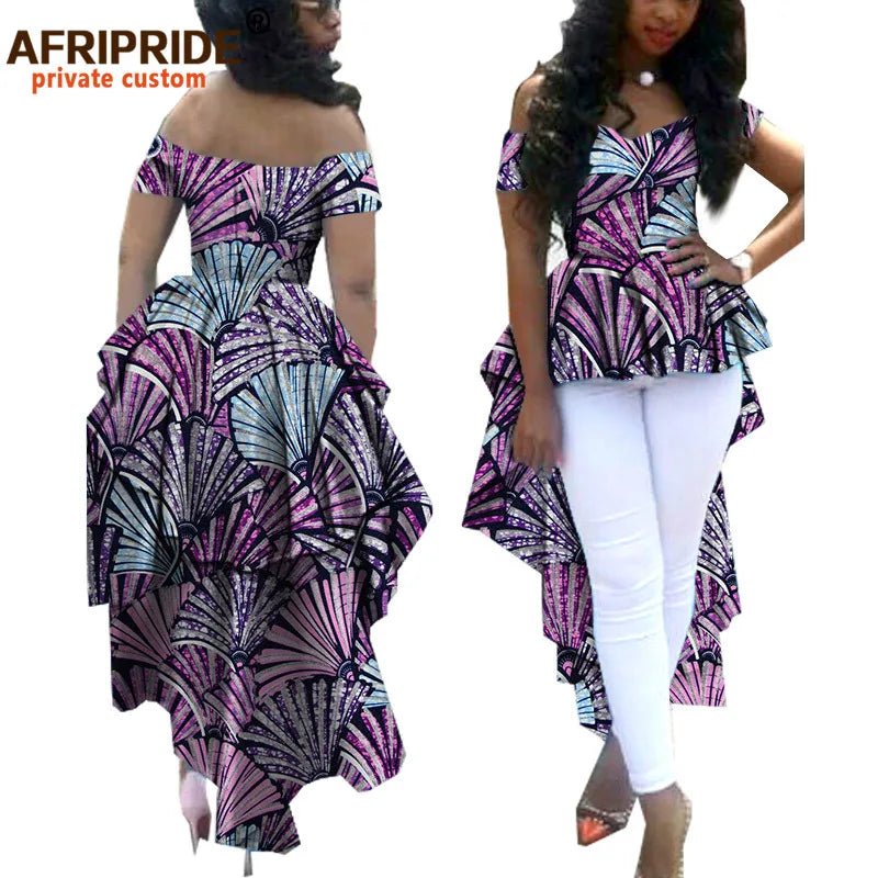 Women's African Print Dashiki Maxi Dress – Ankara Off - Shoulder V - Neck Plus Size Gown - Free Delivery Worldwide only at Flexi Africa