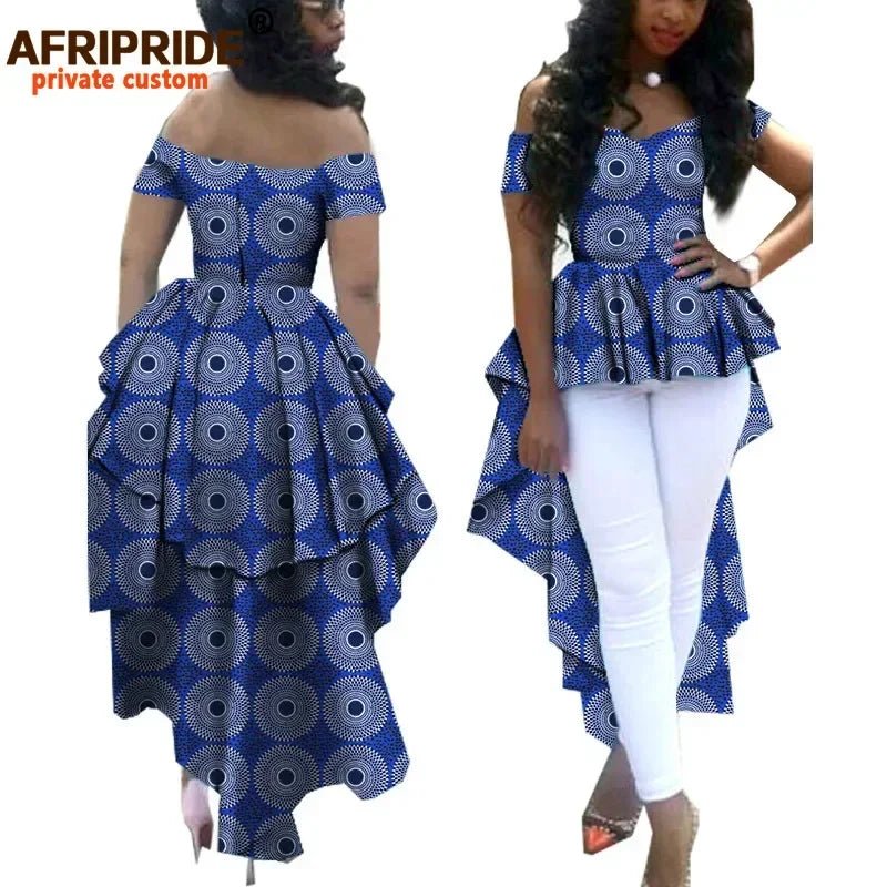 Women's African Print Dashiki Maxi Dress – Ankara Off - Shoulder V - Neck Plus Size Gown - Free Delivery Worldwide only at Flexi Africa
