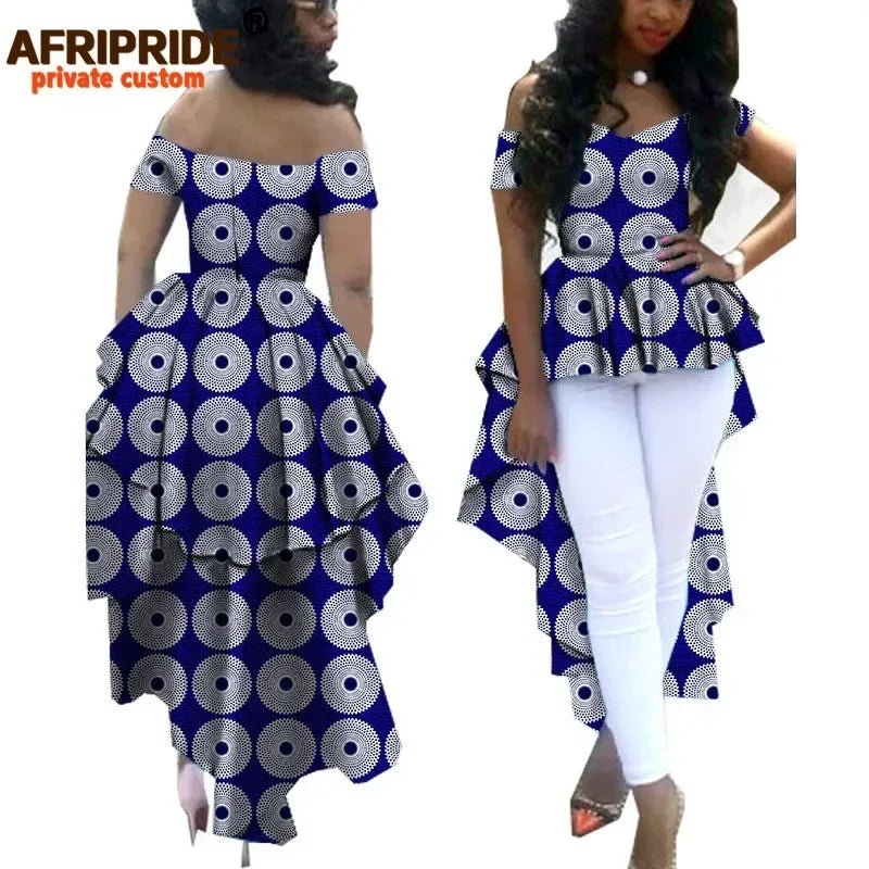 Women's African Print Dashiki Maxi Dress – Ankara Off - Shoulder V - Neck Plus Size Gown - Free Delivery Worldwide only at Flexi Africa