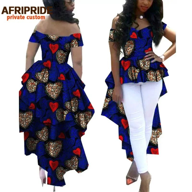 Women's African Print Dashiki Maxi Dress – Ankara Off - Shoulder V - Neck Plus Size Gown - Free Delivery Worldwide only at Flexi Africa