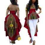 Women's African Print Dashiki Maxi Dress – Ankara Off - Shoulder V - Neck Plus Size Gown - Free Delivery Worldwide only at Flexi Africa
