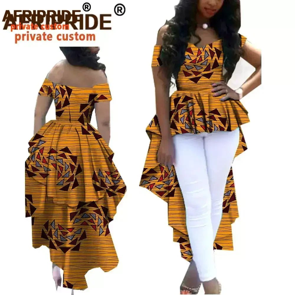 Women's African Print Dashiki Maxi Dress – Ankara Off - Shoulder V - Neck Plus Size Gown - Free Delivery Worldwide only at Flexi Africa