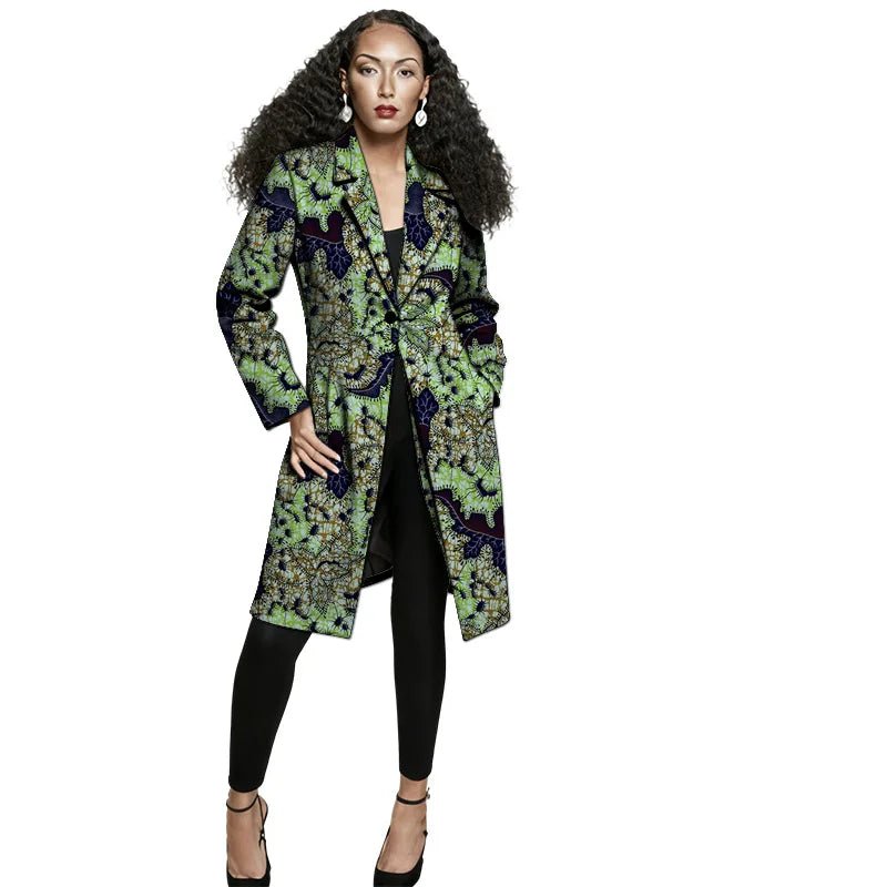 Women's African-Print Longline Blazer Jacket - Free Delivery Worldwide only at Flexi Africa