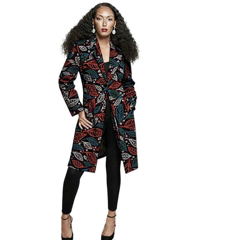 Women's African-Print Longline Blazer Jacket - Free Delivery Worldwide only at Flexi Africa