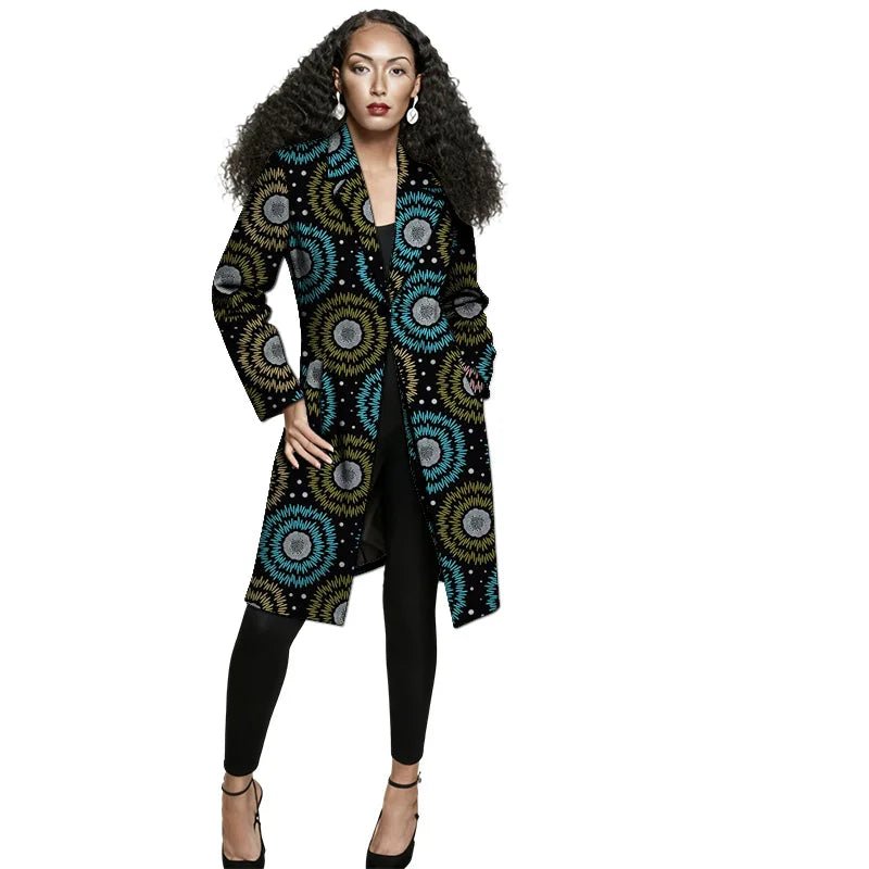 Women's African-Print Longline Blazer Jacket - Free Delivery Worldwide only at Flexi Africa