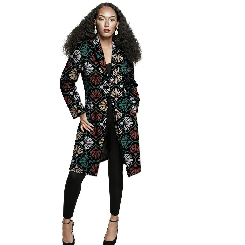 Women's African-Print Longline Blazer Jacket - Free Delivery Worldwide only at Flexi Africa