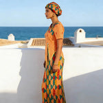 Women's African Print Skirt Set with Headwrap - Free Delivery Worldwide only at Flexi Africa