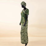 Women's African Print Skirt Set with Headwrap – product view 12