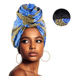 Women’s African Satin - Lined Turban Cap with Big Flower Print – Floral Headwrap Bonnet - Free Delivery Worldwide only at Flexi Africa