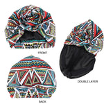 Women’s African Satin - Lined Turban Cap with Big Flower Print – Floral Headwrap Bonnet - Free Delivery Worldwide only at Flexi Africa