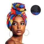 Women’s African Satin - Lined Turban Cap with Big Flower Print – Floral Headwrap Bonnet - Free Delivery Worldwide only at Flexi Africa