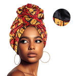 Women’s African Satin - Lined Turban Cap with Big Flower Print – Floral Headwrap Bonnet - Free Delivery Worldwide only at Flexi Africa