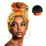 Women’s African Satin - Lined Turban Cap with Big Flower Print – Floral Headwrap Bonnet - Free Delivery Worldwide only at Flexi Africa