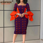 Women's Ankara Bodycon Dress – Flare Sleeve & Boat Neck - Free Delivery Worldwide only at Flexi Africa