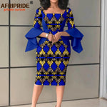 Women's Ankara Bodycon Dress – Flare Sleeve & Boat Neck - Free Delivery Worldwide only at Flexi Africa
