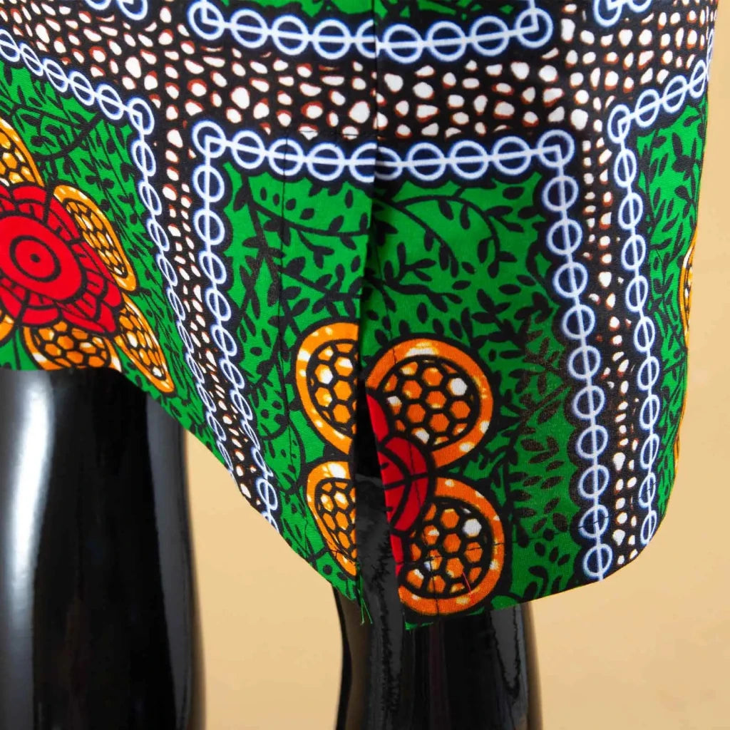 Women's Ankara Bodycon Dress – Flare Sleeve & Boat Neck - Free Delivery Worldwide only at Flexi Africa