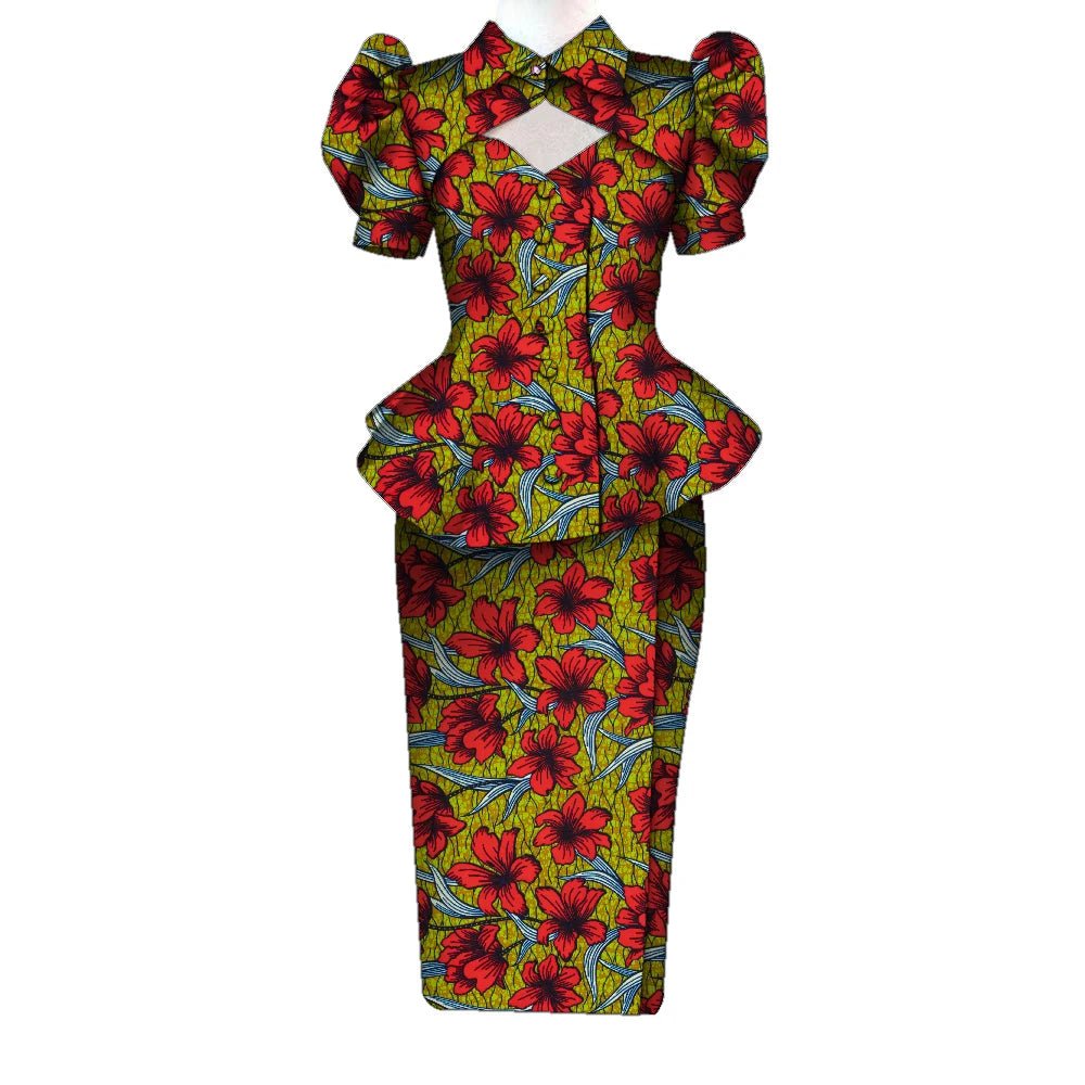 Women's Ankara Cropped Shirt & Skirt Set - Free Delivery Worldwide only at Flexi Africa