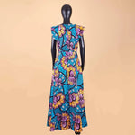 Women’s Ankara Dashiki Print Floor - Length A - Line Dress - Free Delivery Worldwide only at Flexi Africa