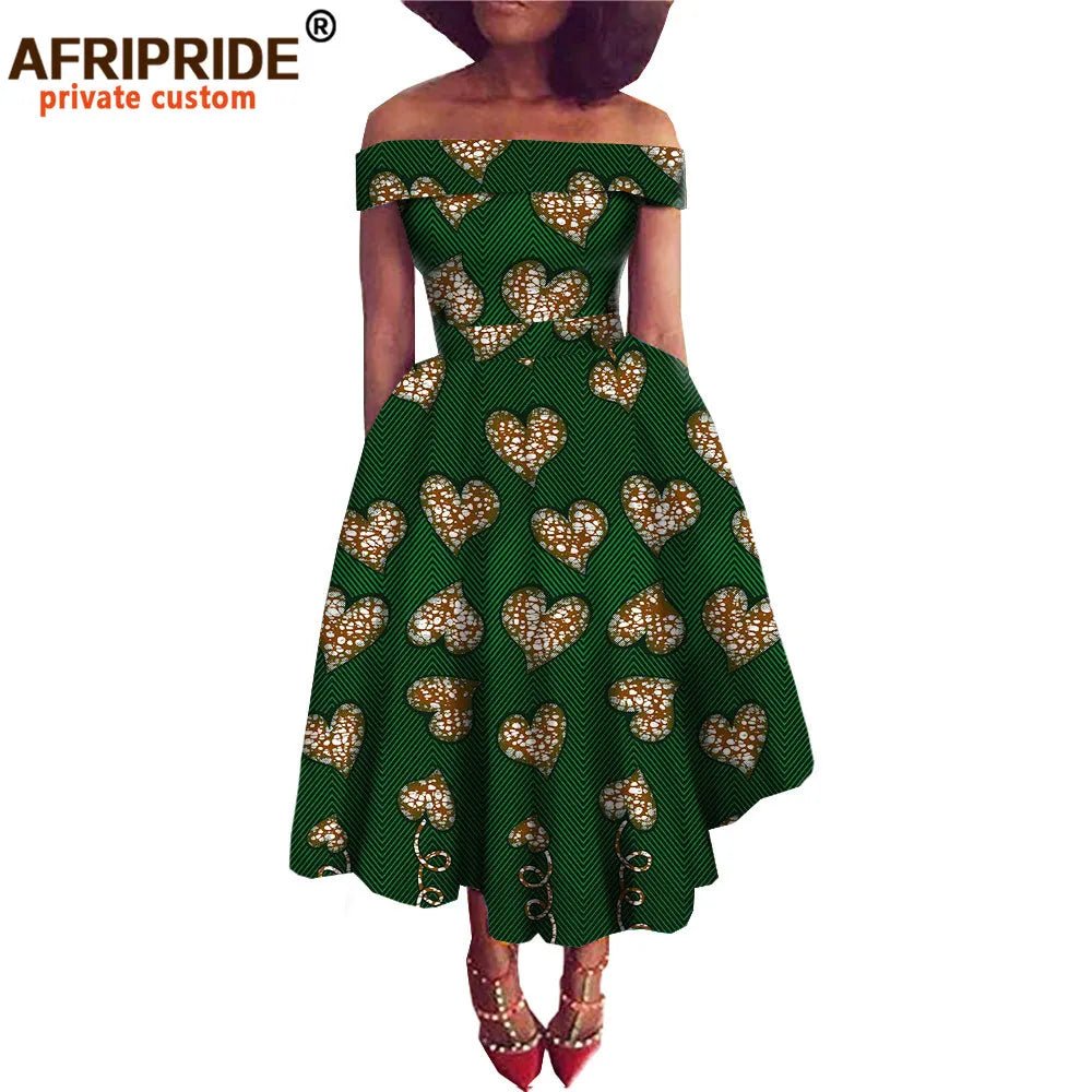 Women's Ankara Print Cotton Mid-Calf Dress - Free Delivery Worldwide only at Flexi Africa