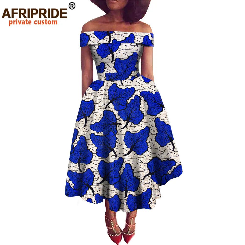 Women's Ankara Print Cotton Mid-Calf Dress - Free Delivery Worldwide only at Flexi Africa