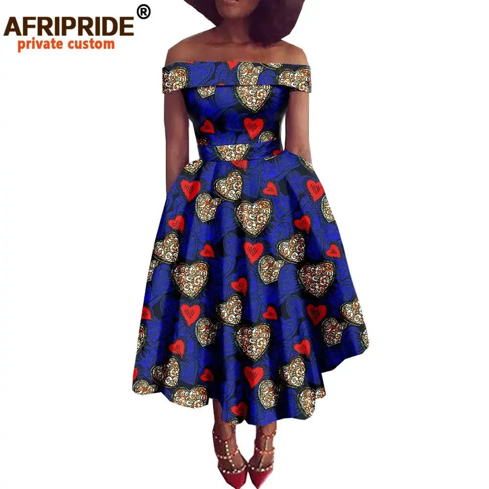Women's Ankara Print Cotton Mid-Calf Dress - Free Delivery Worldwide only at Flexi Africa