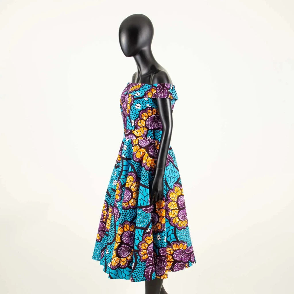 Women's Ankara Print Cotton Mid-Calf Dress - Free Delivery Worldwide only at Flexi Africa