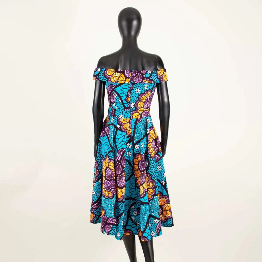 Women's Ankara Print Cotton Mid-Calf Dress - Free Delivery Worldwide only at Flexi Africa