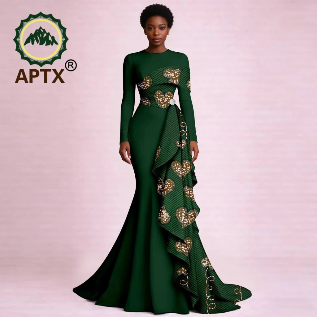 Women's Ankara Print Flounced Hem Maxi Dress - Free Delivery Worldwide only at Flexi Africa