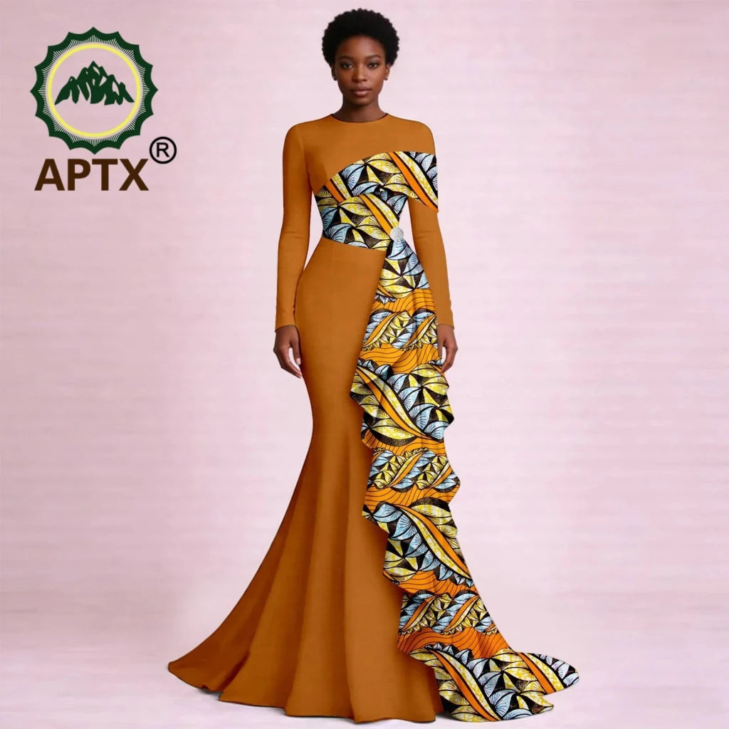 Women's Ankara Print Flounced Hem Maxi Dress - Free Delivery Worldwide only at Flexi Africa