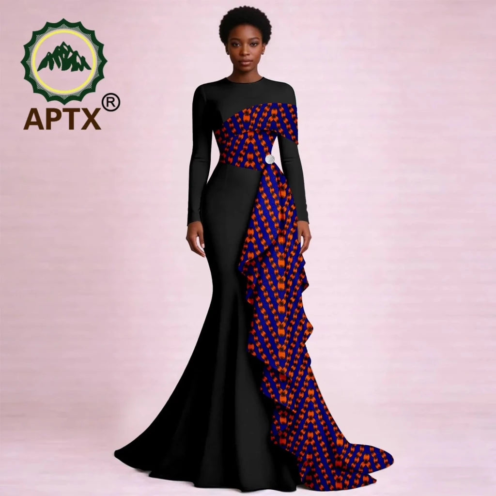 Women's Ankara Print Flounced Hem Maxi Dress - Free Delivery Worldwide only at Flexi Africa