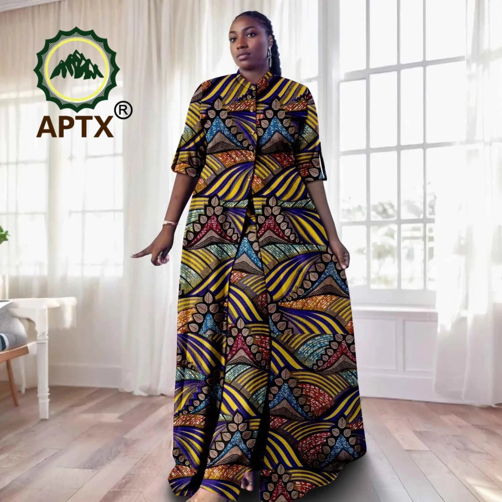 Women's Ankara-Print Long Jacket & Trouser Set - Free Delivery Worldwide only at Flexi Africa