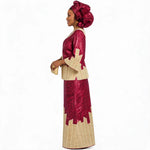 Women's Bazin-Inspired Embroidered Dress & Scarf - Free Delivery Worldwide only at Flexi Africa