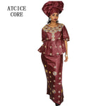 Women's Bazin-Inspired Embroidered Long Occasion Dress - Free Delivery Worldwide only at Flexi Africa