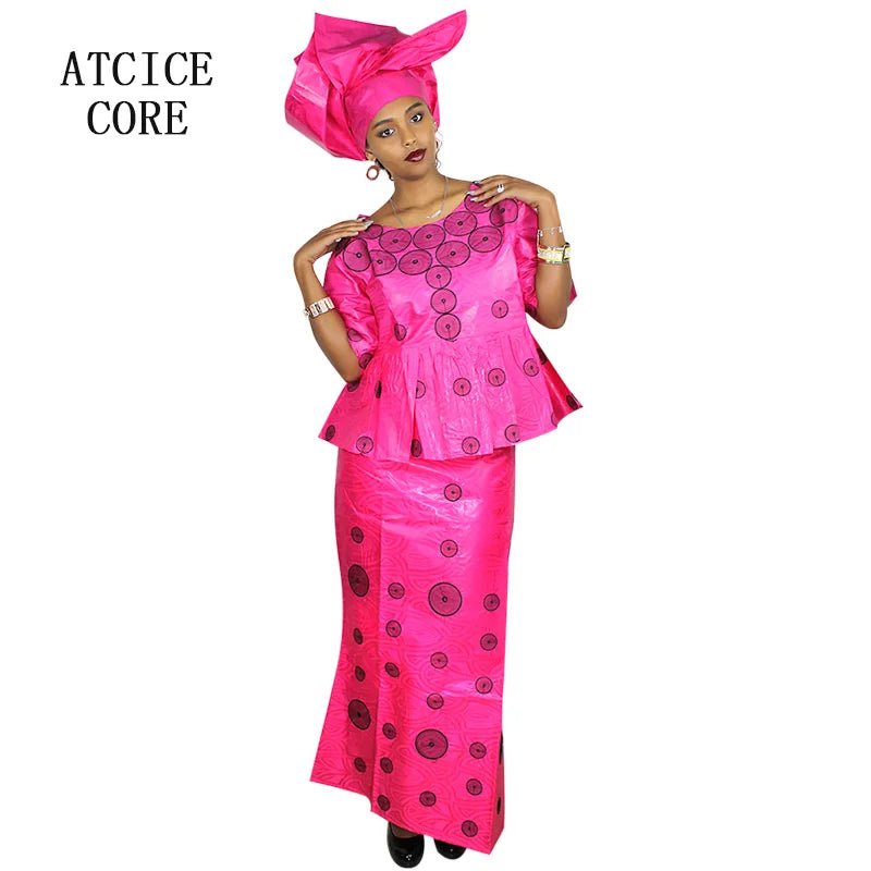 Women's Bazin-Inspired Embroidered Long Occasion Dress - Free Delivery Worldwide only at Flexi Africa