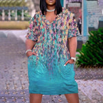 Women’s Black African Print Chain Maxi Dress – Plus Size Summer Party Sundress - Free Delivery Worldwide only at Flexi Africa