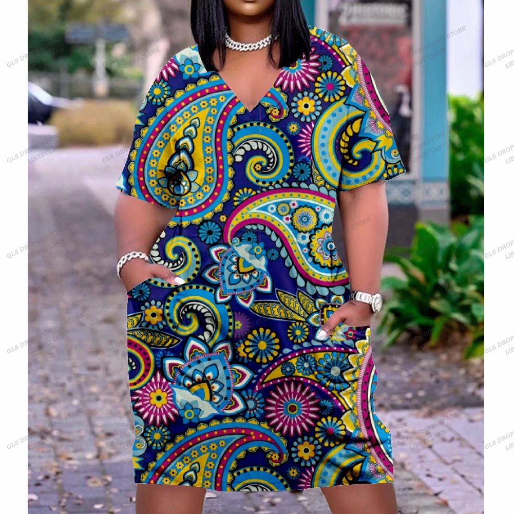 Women’s Black African Print Chain Maxi Dress – Plus Size Summer Party Sundress - Free Delivery Worldwide only at Flexi Africa
