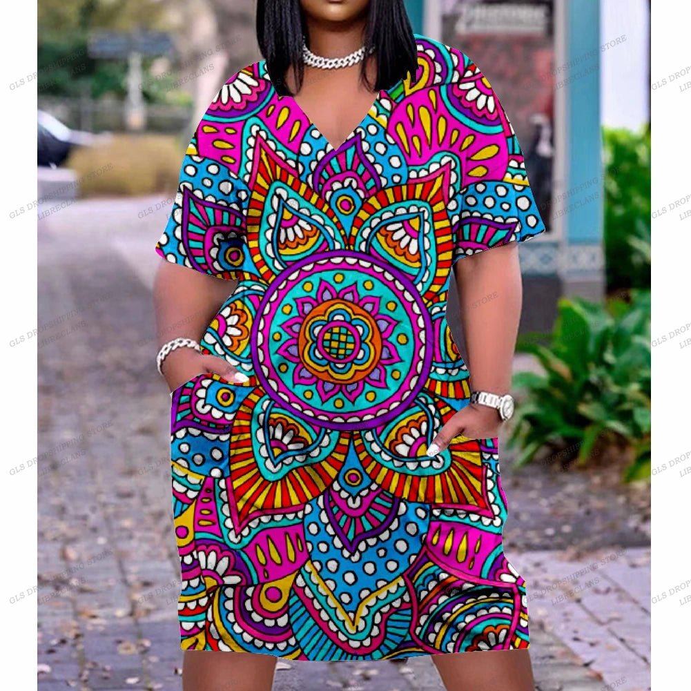 Women’s Black African Print Chain Maxi Dress – Plus Size Summer Party Sundress - Free Delivery Worldwide only at Flexi Africa