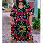 Women’s Black African Print Chain Maxi Dress – Plus Size Summer Party Sundress - Free Delivery Worldwide only at Flexi Africa