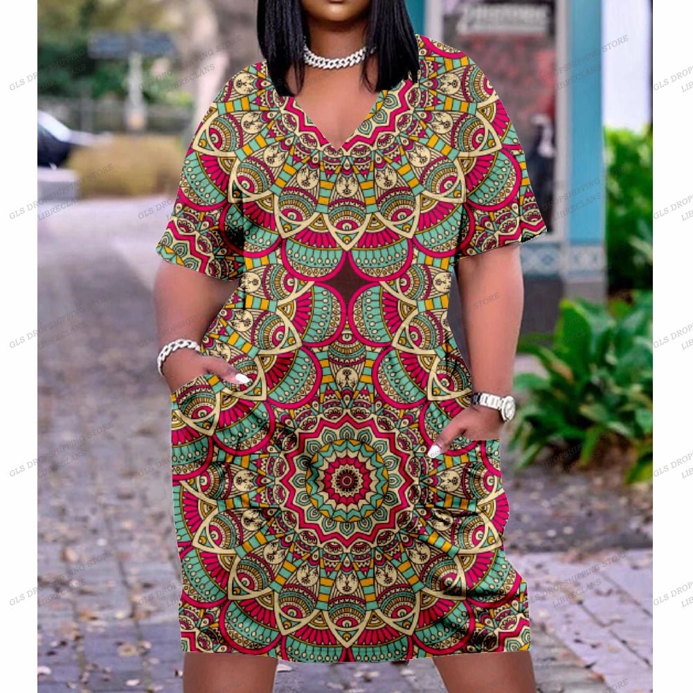 Women’s Black African Print Chain Maxi Dress – Plus Size Summer Party Sundress - Free Delivery Worldwide only at Flexi Africa