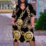 Women’s Black African Print Chain Maxi Dress – Plus Size Summer Party Sundress - Free Delivery Worldwide only at Flexi Africa