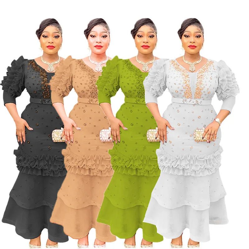 Women's Black Dashiki-Style Maxi Dress - Free Delivery Worldwide only at Flexi Africa