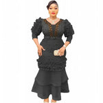 Women's Black Dashiki-Style Maxi Dress - Free Delivery Worldwide only at Flexi Africa