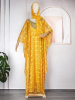Women's Boubou-Style Dress & Headscarf Ensemble - Free Delivery Worldwide only at Flexi Africa